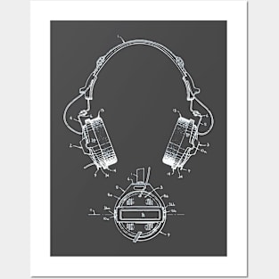 headphone blueprint Posters and Art